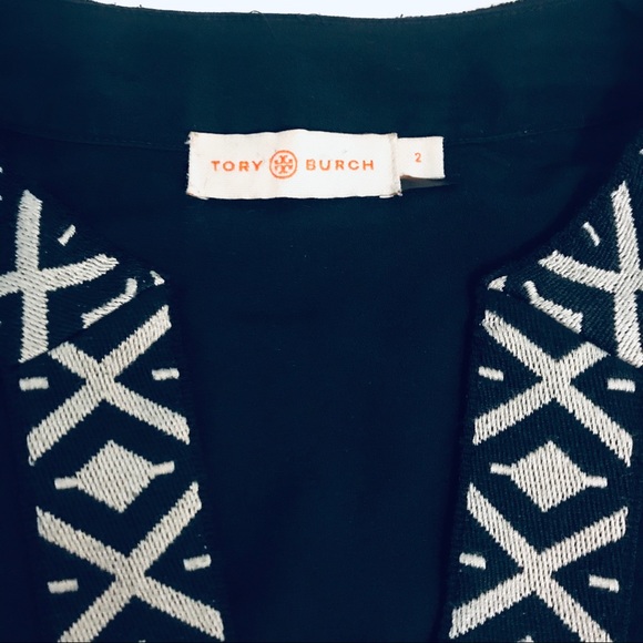 SALE! Tory Burch Navy Tunic With Tribal Embroidery - Picture 4 of 8